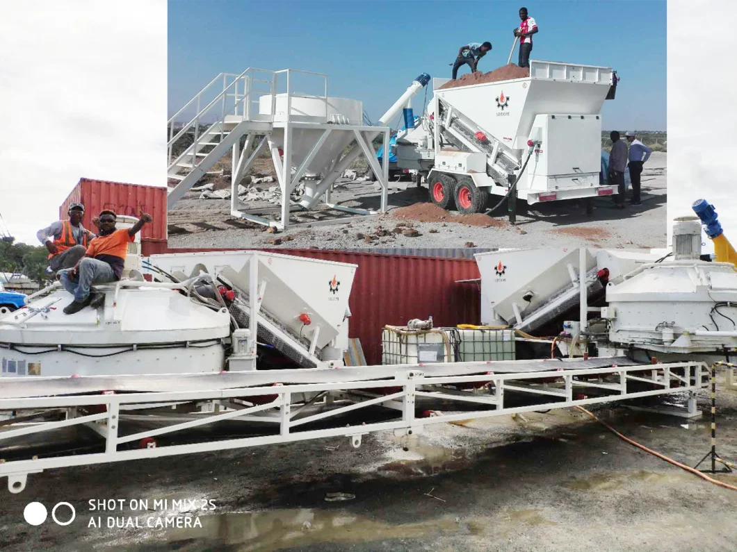 Small Mobile Portable 25m3/H 35m3/H Concrete Mixing Plant